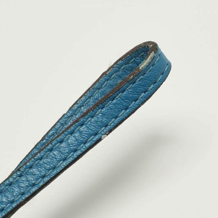 مملوكة مسبقًا MICHAEL Michael Kors Logo Blue Leather Wristlet Clutch