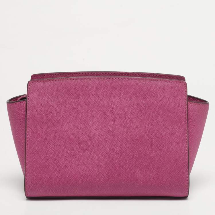 Pre Owned MICHAEL Michael Kors Selma Small Fuchsia Leather Crossbody Bag