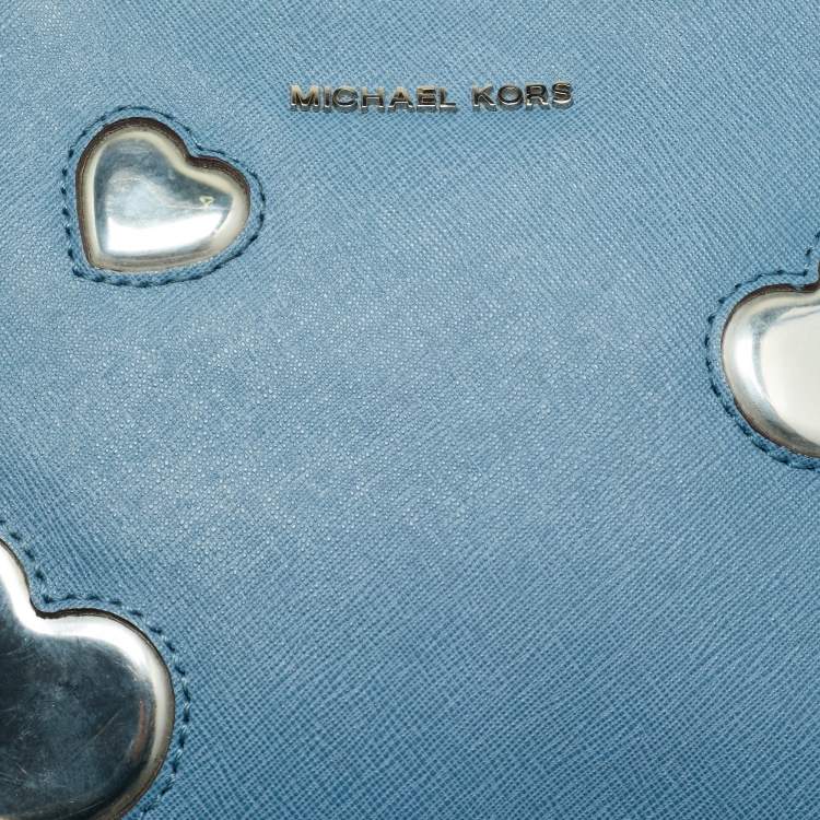 Pre Owned MICHAEL Michael Kors Peek A Boo Dome Blue Leather Crossbody Bag