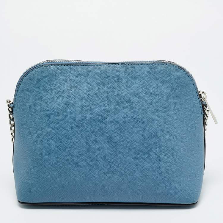 Pre Owned MICHAEL Michael Kors Peek A Boo Dome Blue Leather Crossbody Bag