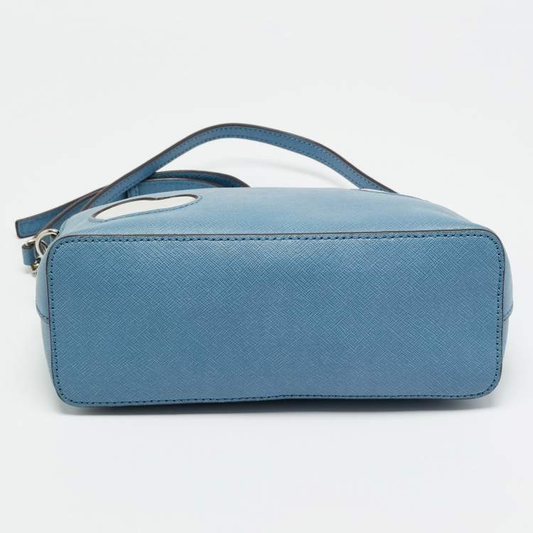 Pre Owned MICHAEL Michael Kors Peek A Boo Dome Blue Leather Crossbody Bag