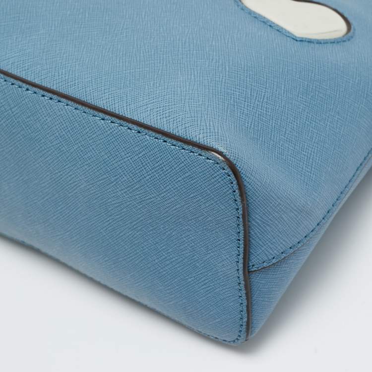 Pre Owned MICHAEL Michael Kors Peek A Boo Dome Blue Leather Crossbody Bag