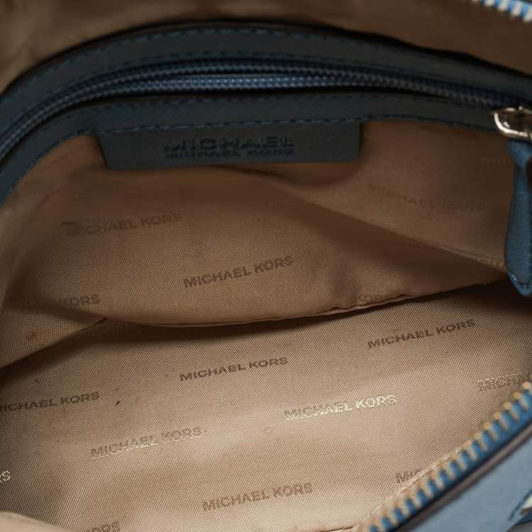 Pre Owned MICHAEL Michael Kors Peek A Boo Dome Blue Leather Crossbody Bag