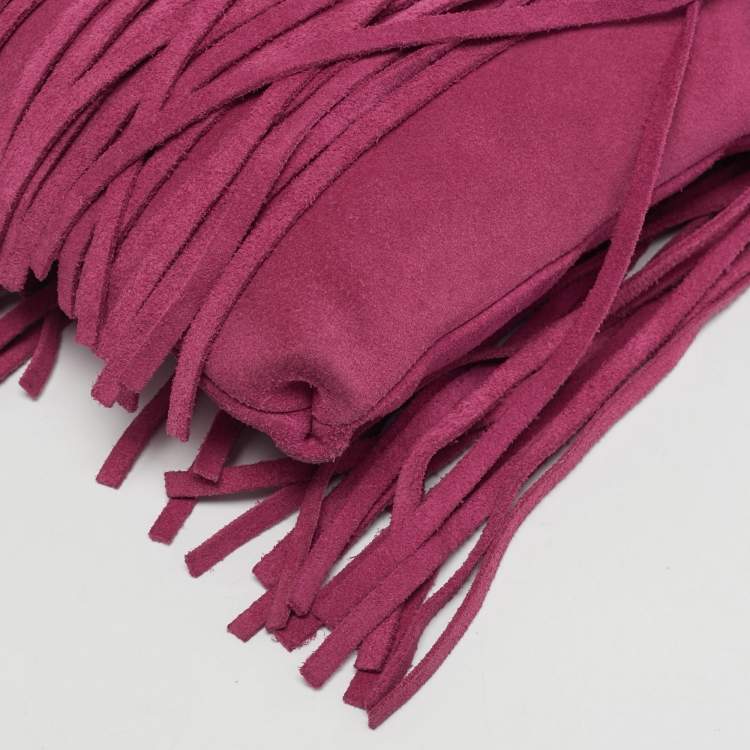 Pre Owned MICHAEL Michael Kors Billy Fuchsia Suede Fringe Crossbody Bag