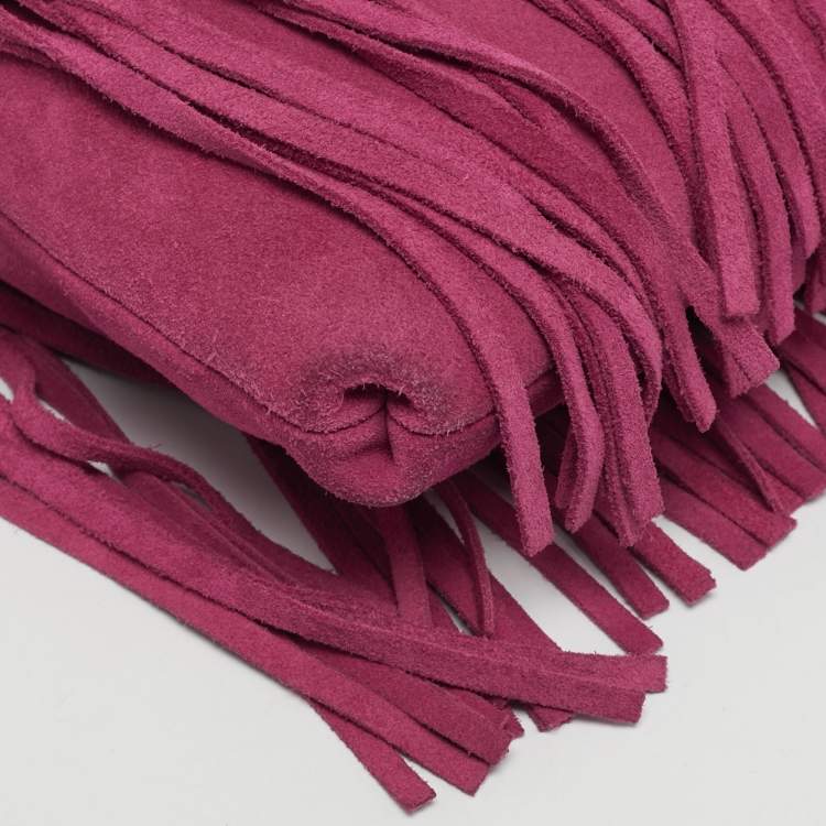 Pre Owned MICHAEL Michael Kors Billy Fuchsia Suede Fringe Crossbody Bag