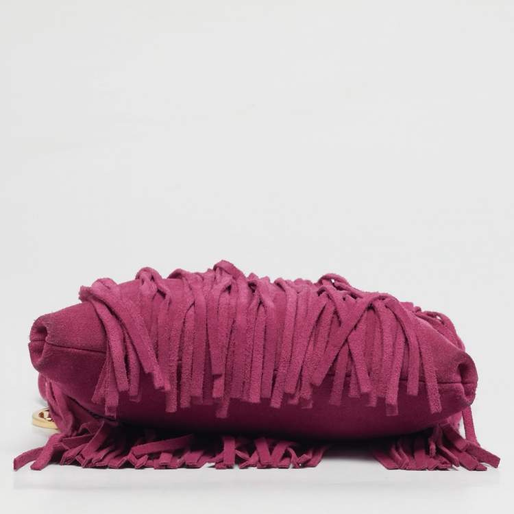 Pre Owned MICHAEL Michael Kors Billy Fuchsia Suede Fringe Crossbody Bag