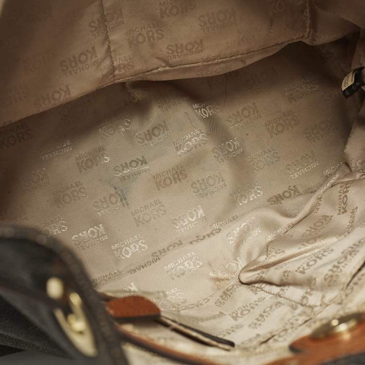 مملوكة مسبقًا MICHAEL Michael Kors Jules Brown Signature Coated Canvas Bucket Bag