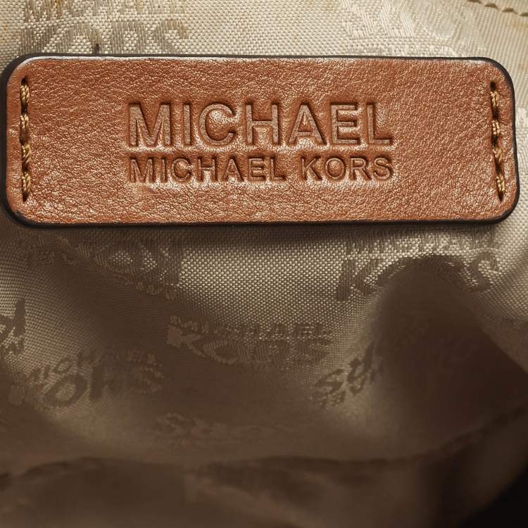 مملوكة مسبقًا MICHAEL Michael Kors Jules Brown Signature Coated Canvas Bucket Bag
