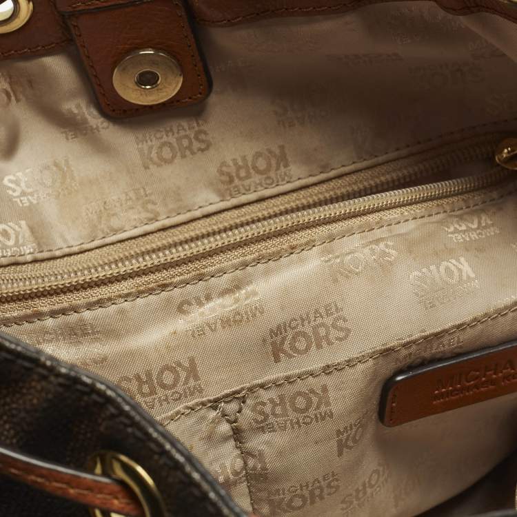 مملوكة مسبقًا MICHAEL Michael Kors Jules Brown Signature Coated Canvas Bucket Bag