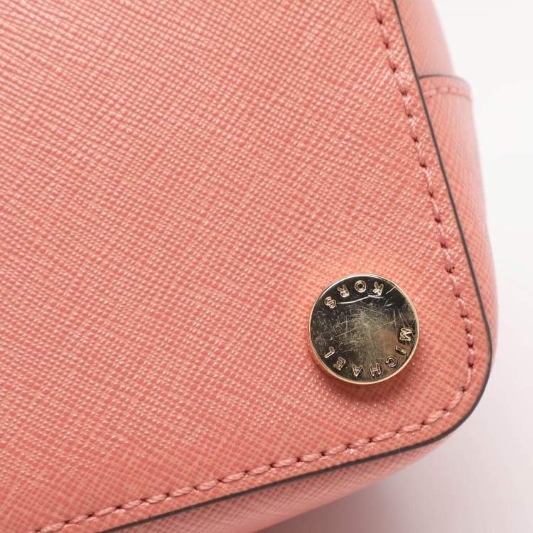 Pre Owned MICHAEL Michael Kors Savannah Small Peach Saffiano Leather Satchel