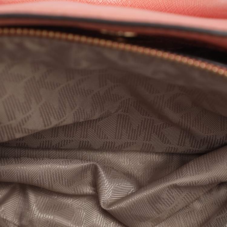 Pre Owned MICHAEL Michael Kors Savannah Small Peach Saffiano Leather Satchel