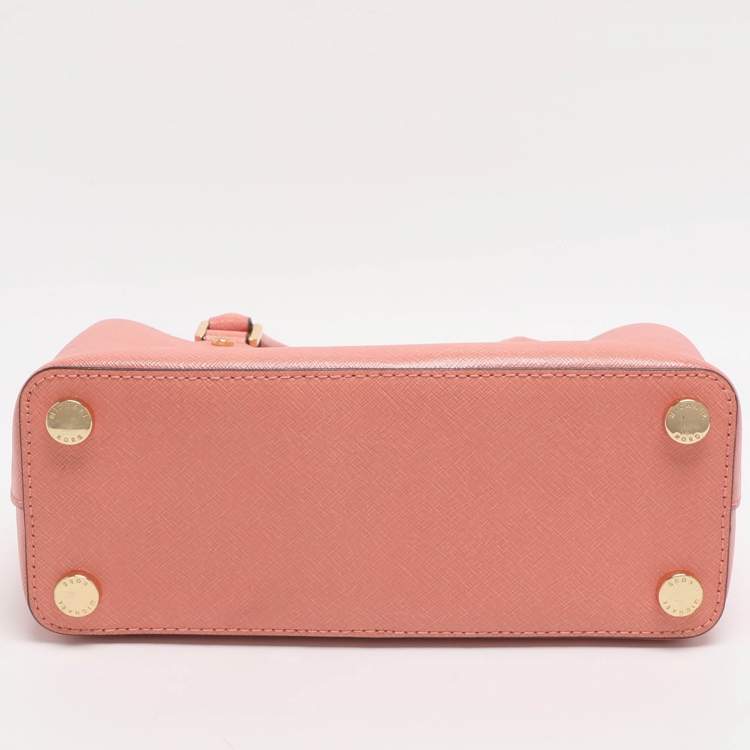 Pre Owned MICHAEL Michael Kors Savannah Small Peach Saffiano Leather Satchel