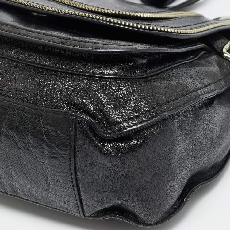 Pre Owned MICHAEL Michael Kors Naomi Large Black Leather Crossbody Bag