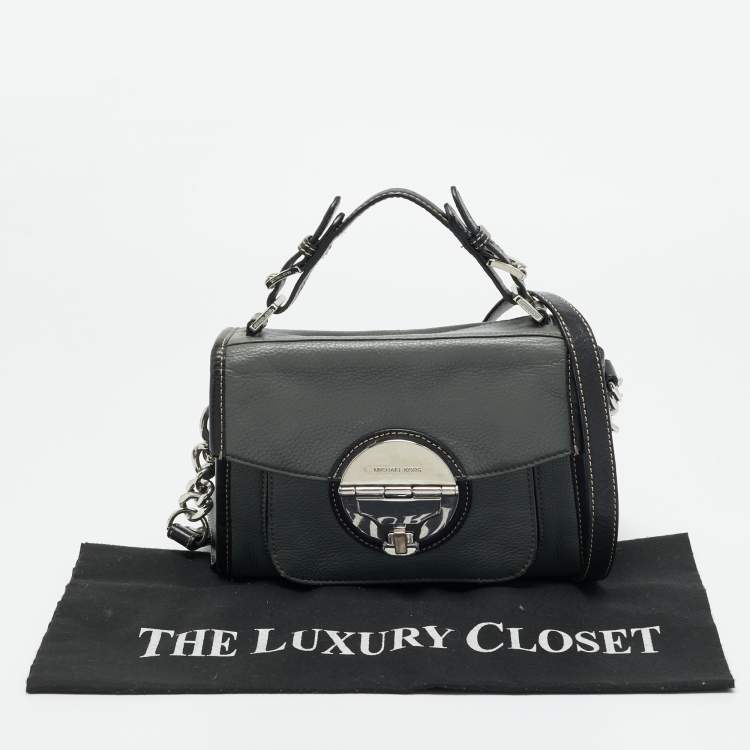 Pre Owned MICHAEL Michael Kors Margot Grey/Black Leather Top Handle Bag