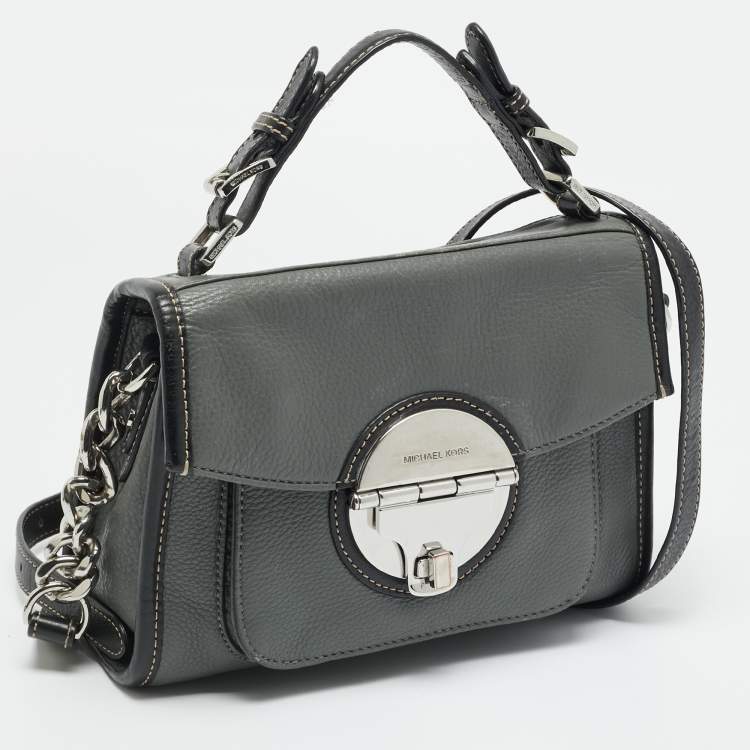 Pre Owned MICHAEL Michael Kors Margot Grey/Black Leather Top Handle Bag