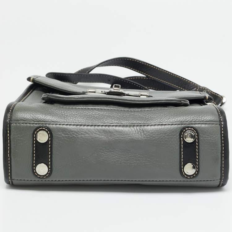 Pre Owned MICHAEL Michael Kors Margot Grey/Black Leather Top Handle Bag