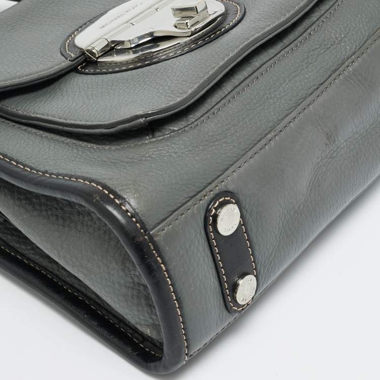 Pre Owned MICHAEL Michael Kors Margot Grey/Black Leather Top Handle Bag