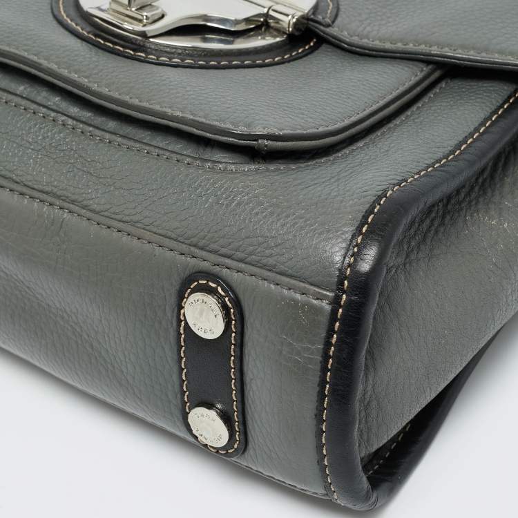 Pre Owned MICHAEL Michael Kors Margot Grey/Black Leather Top Handle Bag