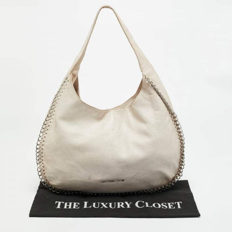 Pre Owned MICHAEL Michael Kors Chelsea Chain Light Pink Leather Hobo