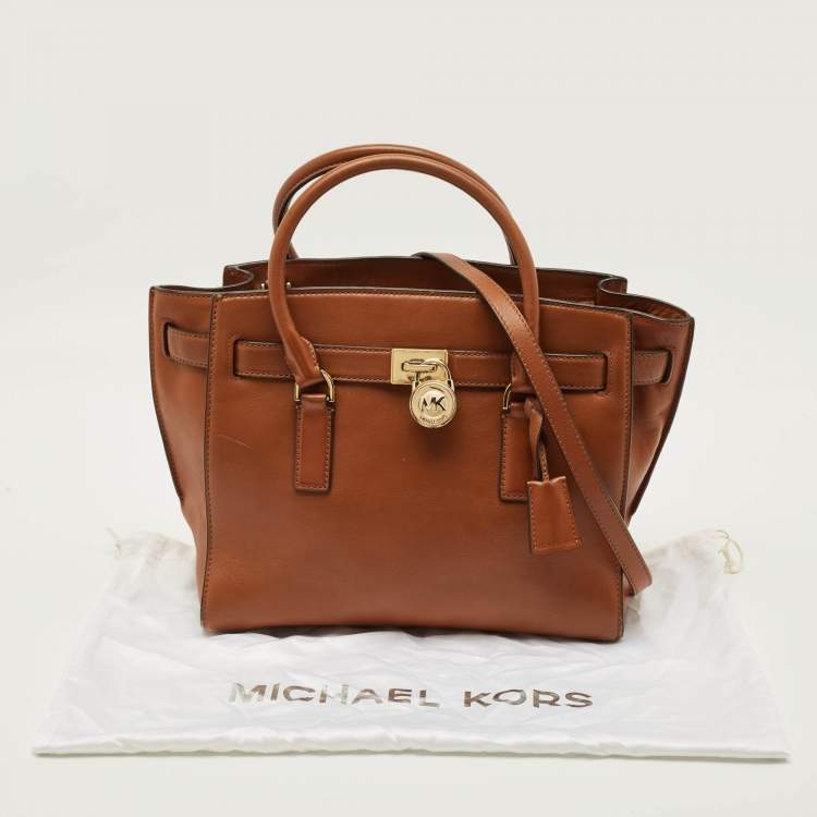 Pre Owned MICHAEL Michael Kors Hamilton East/West Brown Leather Tote
