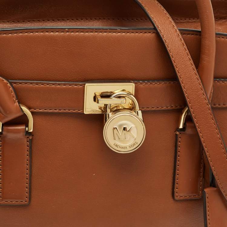 Pre Owned MICHAEL Michael Kors Hamilton East/West Brown Leather Tote
