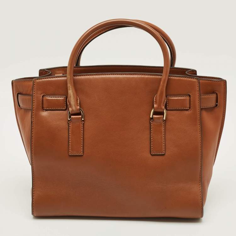 Pre Owned MICHAEL Michael Kors Hamilton East/West Brown Leather Tote