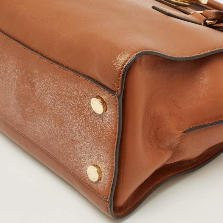 Pre Owned MICHAEL Michael Kors Hamilton East/West Brown Leather Tote