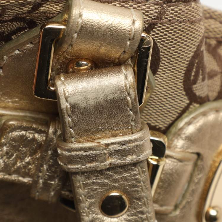 مملوكة مسبقًا MICHAEL Michael Kors Gansevoort Beige/Gold Signature Canvas and Leather Tote