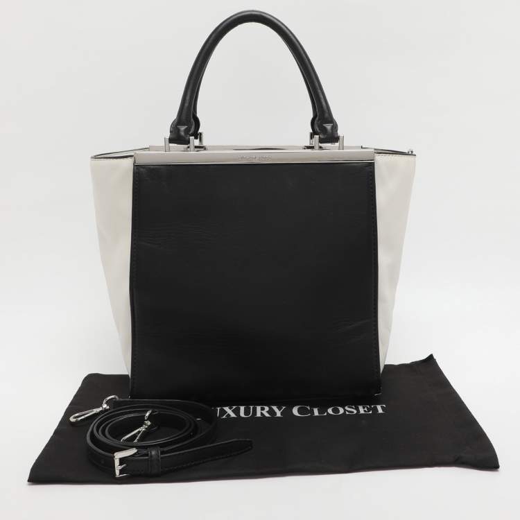 Pre Owned MICHAEL Michael Kors Lana Black/White Leather Shopper Tote