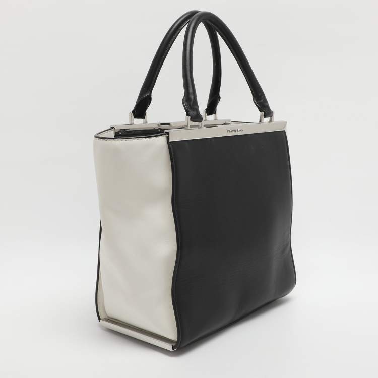 Pre Owned MICHAEL Michael Kors Lana Black/White Leather Shopper Tote