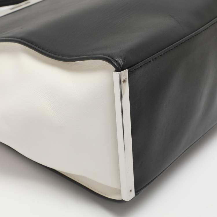 Pre Owned MICHAEL Michael Kors Lana Black/White Leather Shopper Tote