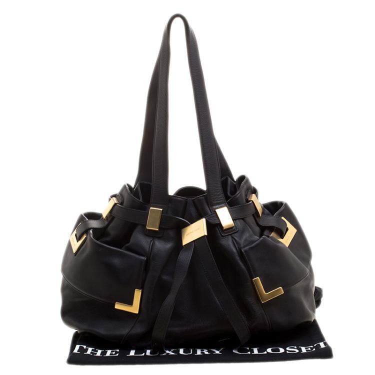 Pre Owned Michael Michael Kors Black Leather Tote