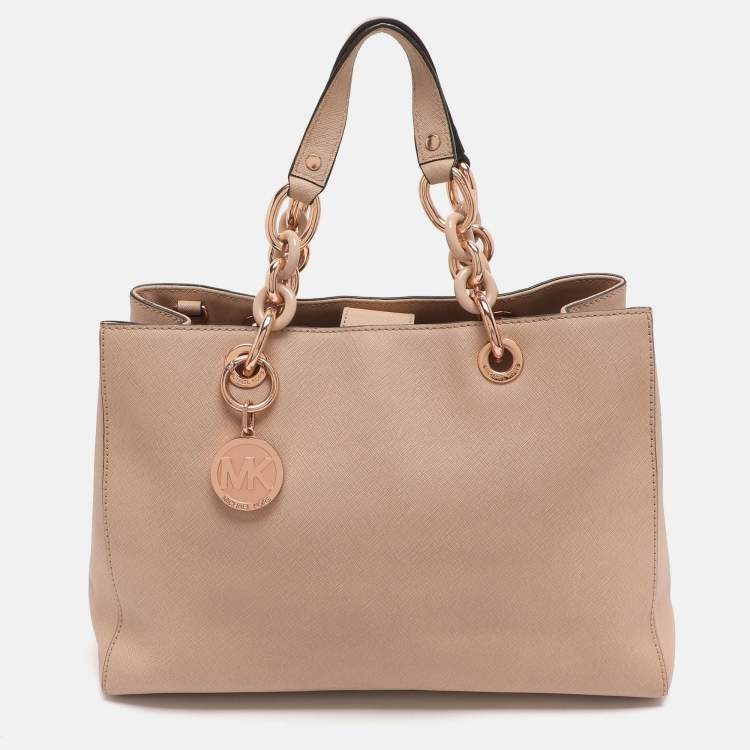 Pre Owned MICHAEL Michael Kors Cynthia Medium Pink Leather Satchel