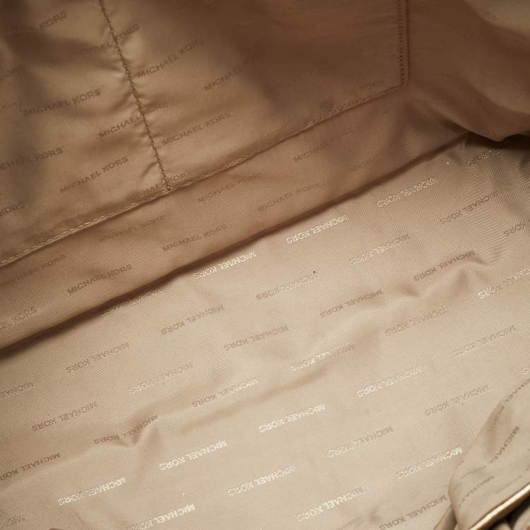 Pre Owned MICHAEL Michael Kors Jet Set Travel Pale Gold Leather Tote