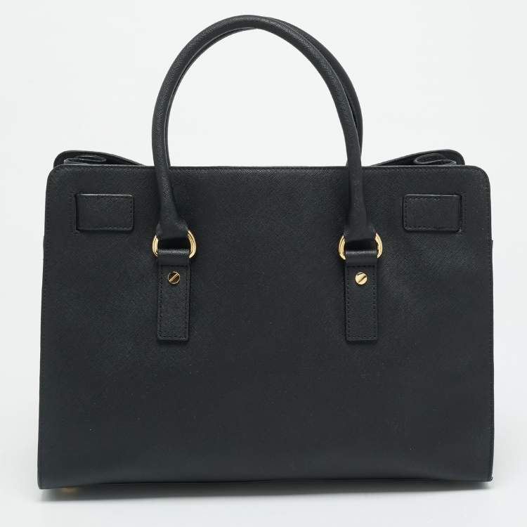 مملوكة مسبقًا MICHAEL Michael Kors East West Hamilton Large Black Leather Tote