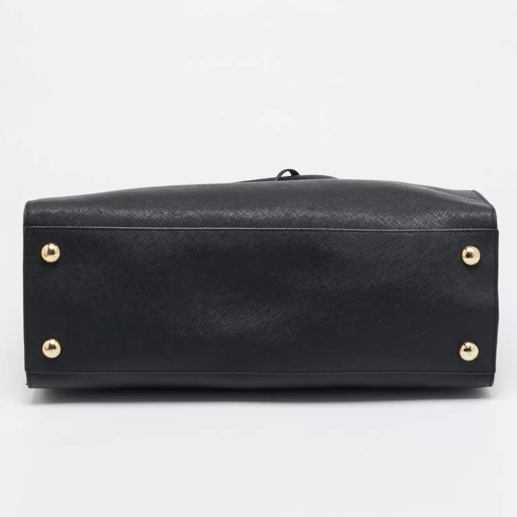 مملوكة مسبقًا MICHAEL Michael Kors East West Hamilton Large Black Leather Tote