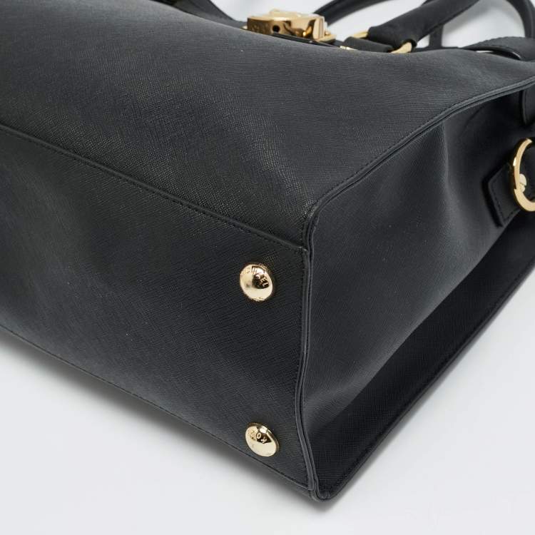 مملوكة مسبقًا MICHAEL Michael Kors East West Hamilton Large Black Leather Tote