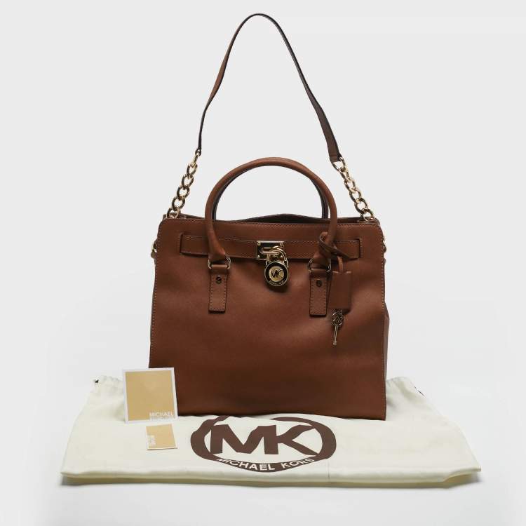 Pre Owned MICHAEL Michael Kors Hamilton Large Brown Saffiano Leather North South Tote