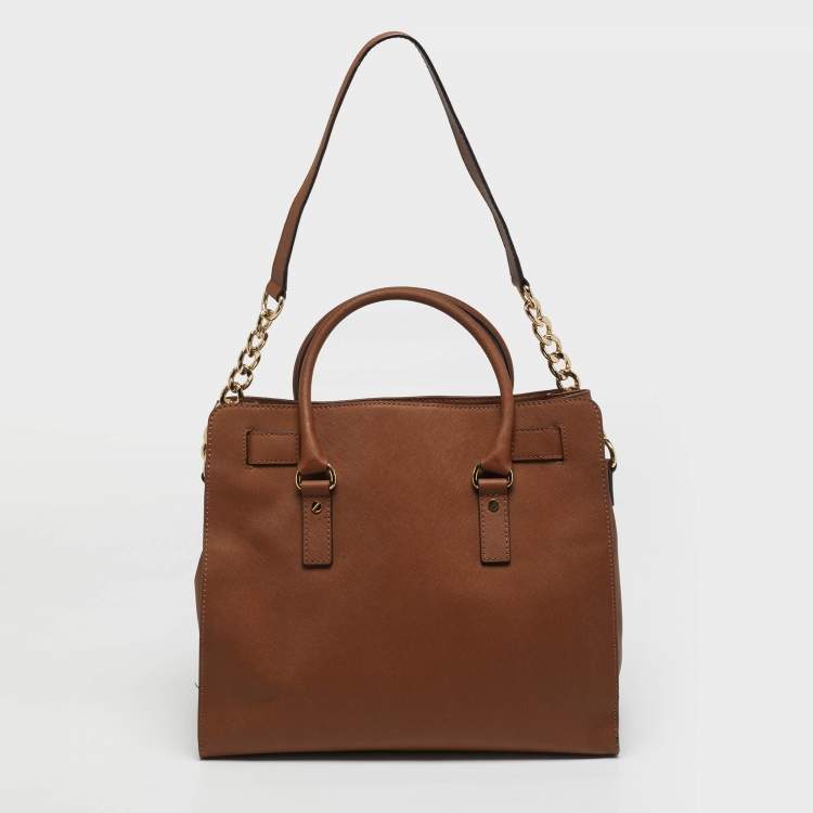 Pre Owned MICHAEL Michael Kors Hamilton Large Brown Saffiano Leather North South Tote