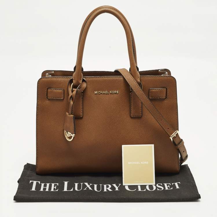 Pre Owned MICHAEL Michael Kors East West Dillon Medium Brown Saffiano Leather Tote