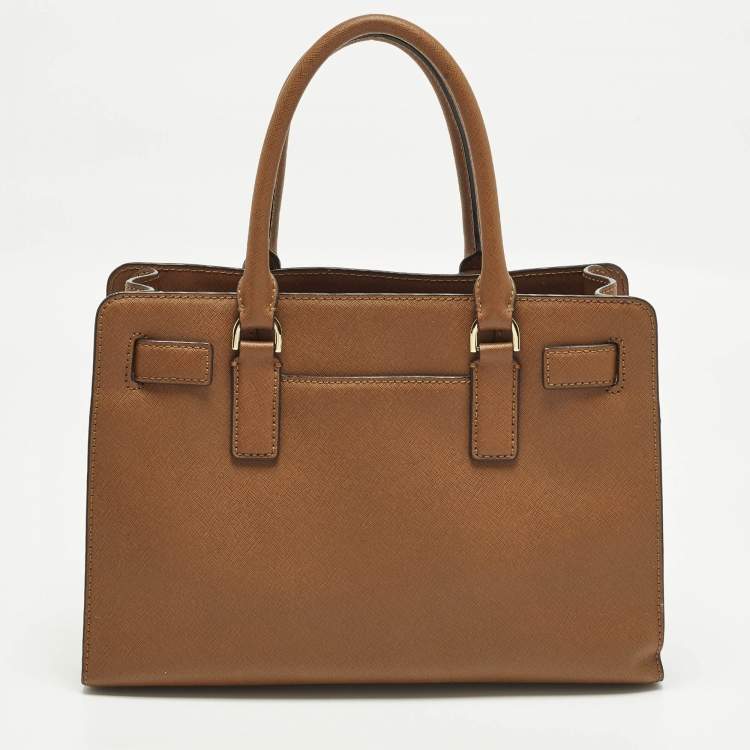 Pre Owned MICHAEL Michael Kors East West Dillon Medium Brown Saffiano Leather Tote