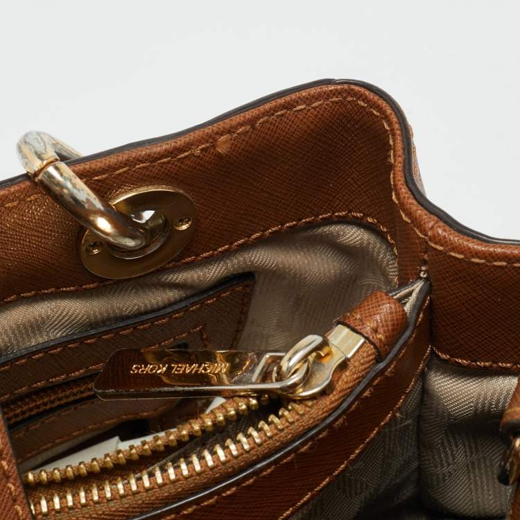 Pre Owned MICHAEL Michael Kors Cynthia Small Brown Saffiano Leather Tote