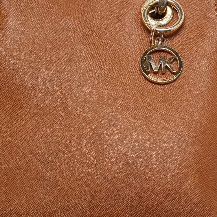 Pre Owned MICHAEL Michael Kors Cynthia Small Brown Saffiano Leather Tote