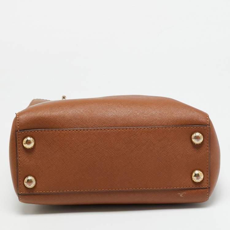 Pre Owned MICHAEL Michael Kors Cynthia Small Brown Saffiano Leather Tote