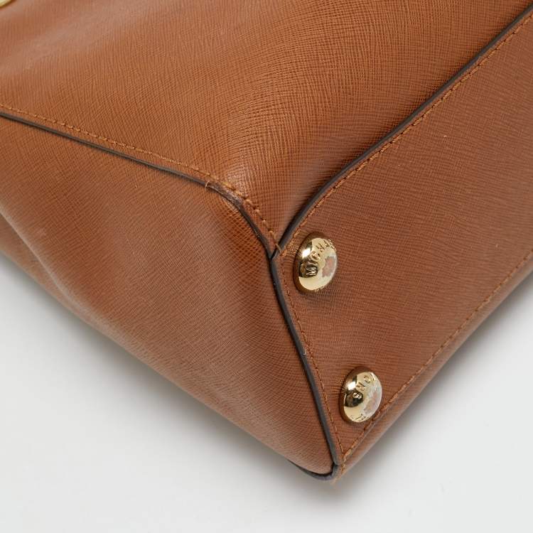 Pre Owned MICHAEL Michael Kors Cynthia Small Brown Saffiano Leather Tote