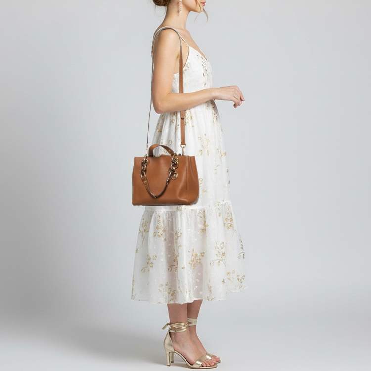 Pre Owned MICHAEL Michael Kors Cynthia Small Brown Saffiano Leather Tote