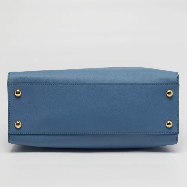 Pre Owned MICHAEL Michael Kors Hamilton North South Large Blue Saffiano Leather Tote