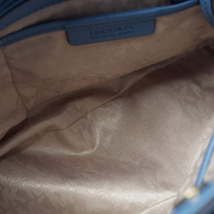 Pre Owned MICHAEL Michael Kors Hamilton North South Large Blue Saffiano Leather Tote