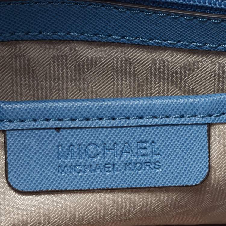 Pre Owned MICHAEL Michael Kors Hamilton North South Large Blue Saffiano Leather Tote