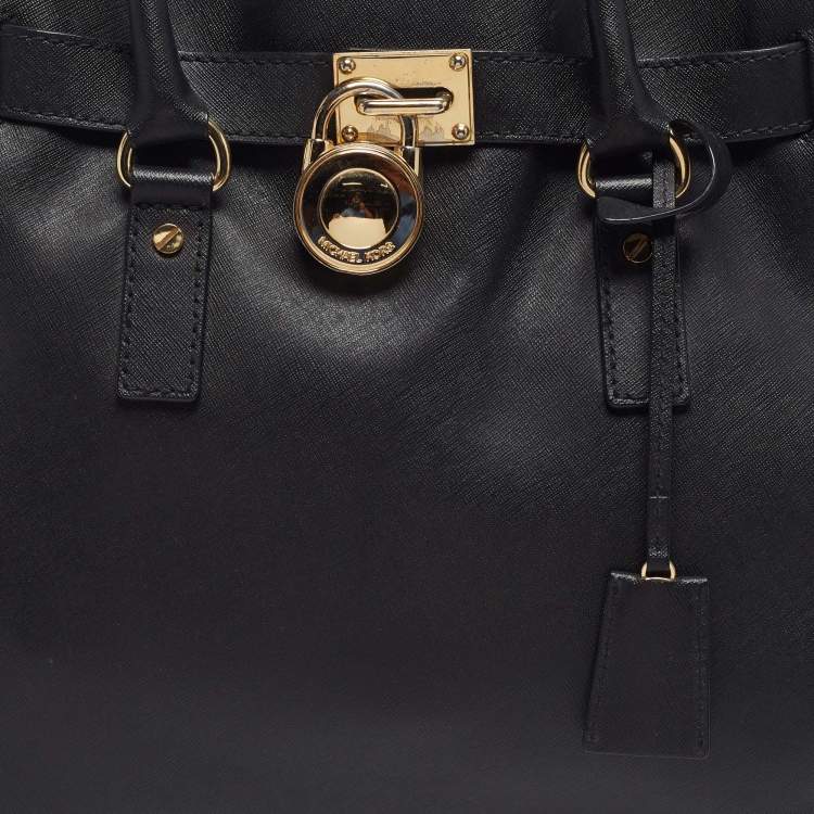 Pre Owned MICHAEL Michael Kors Hamilton Large Black Leather North South Tote